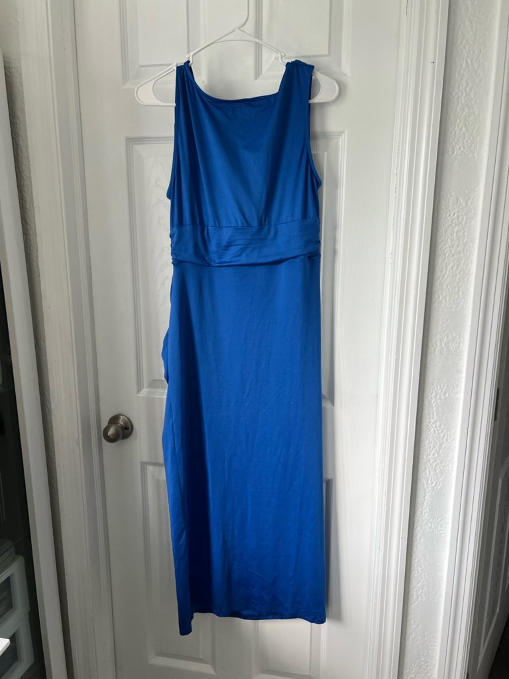 Sleek Cobalt Blue Draped Maxi Dress - Picture 2 of 5